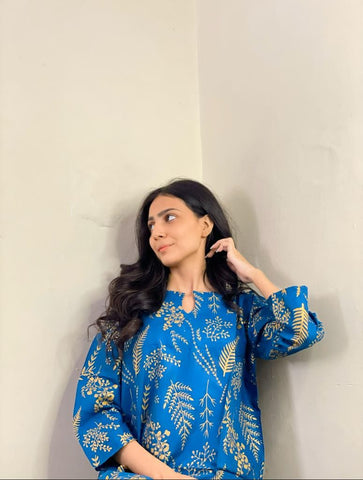 Floral Leaf Print 2Pcs Stitched