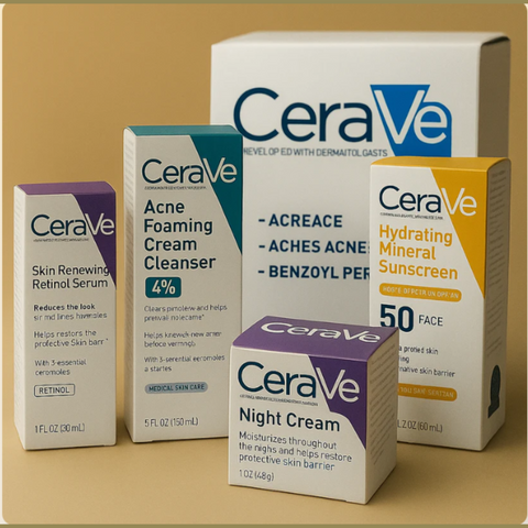 CeraVe 4-in-1 Skincare Kit: Cream, Sunblock, Cleanser & Serum Your Complete Skincare Solution