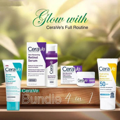 CeraVe 4-in-1 Skincare Kit: Cream, Sunblock, Cleanser & Serum Your Complete Skincare Solution